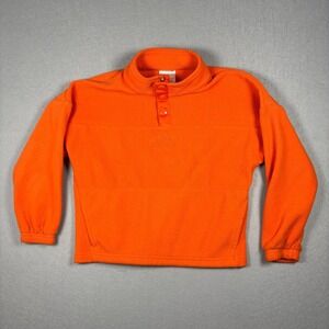 Adidas Youth Fleece Pullover Sweatshirt Orange Snap Neck Size 5 Boys Kids